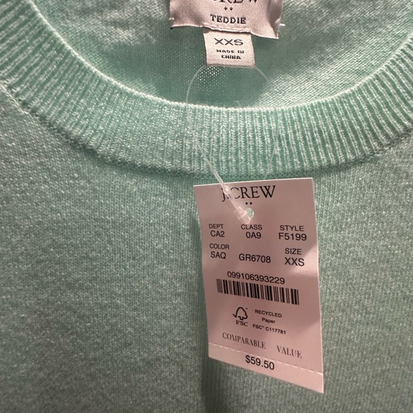 J Crew Teddie Mint Green Sweater NWT - Picture 2 of 4